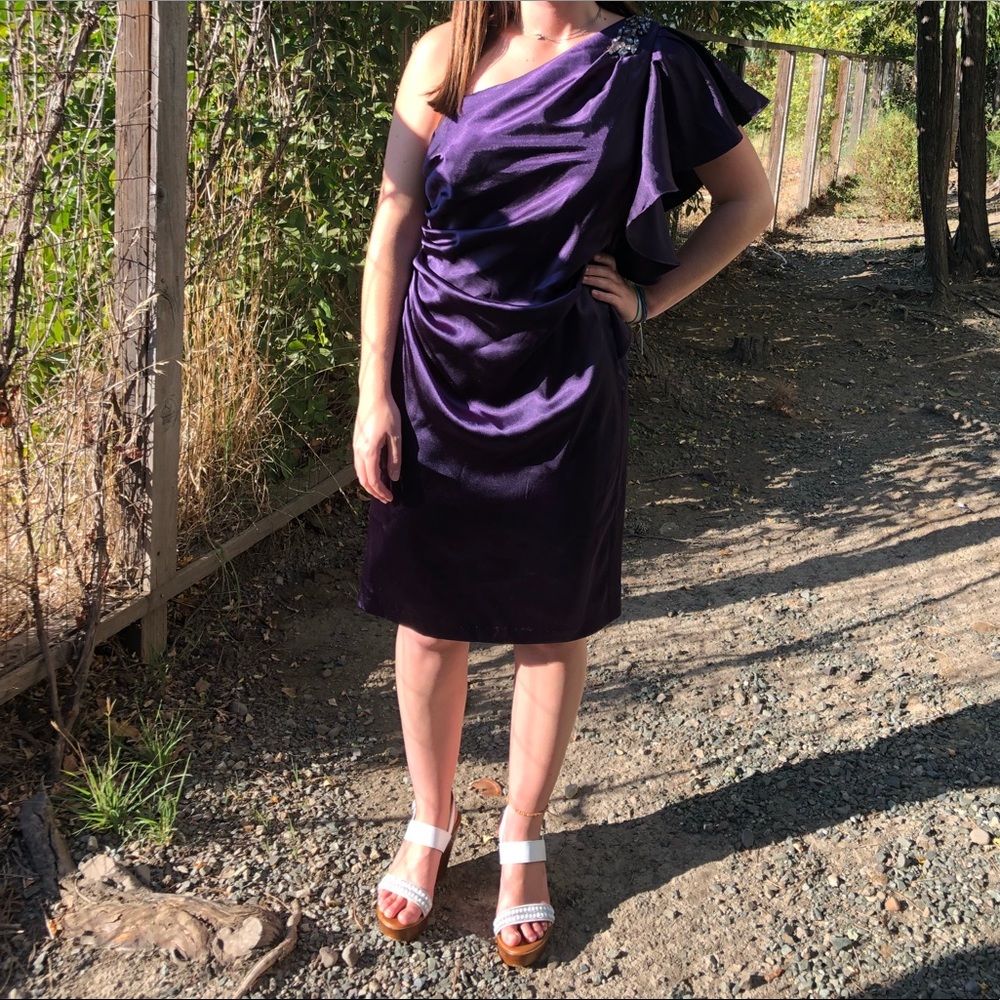 Eggplant purple homecoming  dress.